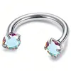 Anillo Súper Brillante de Herradura Perforación Labial F136 Aleación de Titanio Transfronterizo Zirconia Incrustada Perforación Hélice Oído Venta al por Mayor Joyería para Piercings en Stock