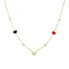 Colar Feminino de Aço Inoxidável com Amor Cravejado de Zircônia Design Splicing Fresco de Verão