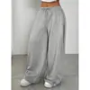 Lazada Comercio Exterior Transfronterizo Más Vendido Simple y Fresco Color Sólido Cintura con Cordón Diseño Pantalones Casuales Holgados Adelgazantes Pantalones de Chándal