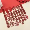 Surtido de 30 suministros de boda de bendición de fortuna roja estilo chino, colgante DIY, caja de dulces, llavero, accesorios de joyería