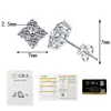 Pendientes de Plata de Ley S925 con Moissanita de Venta Caliente Transfronteriza Europeos y Americanos Versión Japonesa y Coreana Trébol de Cuatro Hojas Pequeños Frescos Dulces Pendientes Pequeños