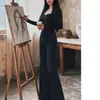 Camiseta de manga larga cuadrada negra estilo francés, puro deseo, para mujer, nueva colección de otoño, de alta gama, elegante, deslumbrante, top versátil para chicas a la moda