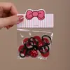 Nuevo Lindo Elástico para el Cabello Rojo de Estrella de Cinco Puntas para Niños con Puntos Blancos y Diseño de Esmalte en Forma de Corazón, Suave con el Cabello