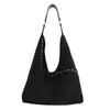 Nova bolsa de antebraço de camurça da moda para mulheres, bolsa de ombro tote de grande capacidade, bolsa de trajeto diário fashion para senhoras