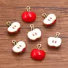 Acessórios de Joias DIY de Liga Metálica Multicor Ouro KC Esmalte 3D Fruta Maçã Laranja Coração Pingente Liga de Zinco