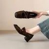 Novos Sapatos Mary Jane Quadrados de Salto Grosso Retrô de Primavera, Sapatos de Couro Elegantes de Salto Alto com Corte Baixo para Mulheres