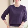 Estilo Nuevo Primavera y Otoño Ropa para Madres de Mediana Edad y Mayores Favorecedor Versátil Elegante Suéter Ropa de Punto Casual para Mujer Top de Capa Base