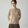 Nueva colección de otoño e invierno: suéter de punto de cachemira pura para mujer, cuello redondo, dobladillo enrollado, estilo cárdigan, abrigo cálido, corte ajustado, favorecedor, elegante y versátil