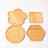 Posavasos y manteles de bambú creativos al por mayor, redondos, cuadrados, con forma de flor, para tazas de té, vasos de agua, tazones, resistentes al calor, anti-quemaduras, con logo grabado