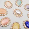 Nuevo Plato Ovalado de Flor con Pedrería y Perlas Hebilla de Diamante Ojo de Gato Aleación DIY Hecho a Mano Tocado de Novia Accesorios Antiguos