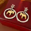 Pendientes Colgantes de Terciopelo con Pedrería de Strass Aguja Plateada, Año del Zodiaco, Caballo, Pendientes de Botón Versátiles de Nuevo Estilo Chino, Pendientes de Lujo Ligero de Alta Gama para Mujer