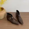 Botines de Tobillo Cuadrados Estilo Británico para Mujer con Hebilla, Aumento Interno de Altura, Adelgazantes, Botas de Moda Versátiles 2026 Nuevo