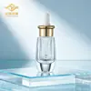 Frasco conta-gotas transparente de 20ml com fundo grosso para essência, frasco de vidro para óleo essencial, materiais de embalagem cosmética de alta qualidade atacado