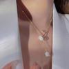 Nuevo estilo de Internet, collar de oro con flor de rosa roja, colgante de gota de agua de cristal, cadena de clavícula, collar de flores con cuentas redondas de moda, accesorios de cadena