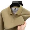 Nova Camiseta de Manga Longa para Homens 2025 Primavera e Outono, Casual de Negócios, 100% Algodão Puro, Camisa Polo Masculina Versátil e Moderna