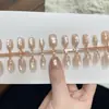[30 Peças] Unhas Postiças Pré-Fabricadas Crystal Cat-Eye Estilo Curto e Longo, Unhas Postiças Descolorantes Gradiente Feitas à Mão