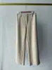 Estilo minimalista, pantalones de tweed de lana sin cintura - pantalones tipo banana de mezcla de lana y acetato, pantalones largos rectos de pierna ancha simples
