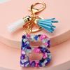 Llavero con 26 letras en inglés, estilo europeo y americano, con borlas de cristal acrílico transparente, adorno para bolso, pequeño regalo.