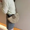 Bolsa de Palha Tecida de Verão 2026 para Mulheres, Bolsa de Praia para Férias, Bolsa Transversal de Ombro, Bolsa Sela de Axila, Bolsa Pequena Tecida