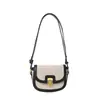 Novo 2025 Tendência Coreana Transfronteiriça Cor Contrastante Bolsa Sela de Ombro Único Design Nicho Splicing Textura Retrô Bolsa Transversal Fashion