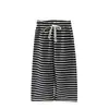 Pantalones rectos de pierna ancha nuevos de verano para niñas estilo coreano pantalones a rayas blancas y negras con protección solar pantalones holgados transpirables a prueba de mosquitos para niños