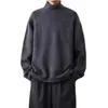Suéter liso de cuello alto para hombre, nuevo top de punto de manga larga de otoño, suéter casual de capa base para hombre, ropa para hombre