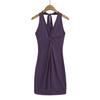 2522-25 Novo Estilo de Verão Francês Retrô Estilo Irmã Real Decote Halter com Cadarço Torcido Sexy Curto Justo ao Corpo Vestido Saia