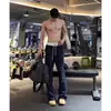 Calça de Moletom Masculina Reta Outono 2026, Modelagem Solta, Marca Tendência, Calça Casual Plus Size, Calça de Moletom Masculina Wide Leg com Efeito Drapeado
