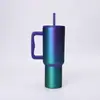 ¡Wow, asa de tercera generación hecha a medida, taza térmica de acero inoxidable de gran capacidad de 40 oz, portátil con pajita, perfecta para usar en el coche