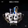 Conjunto de Cinco Peças para Banheiro em Cerâmica Lavatório Conjunto de Higiene Pessoal Diária Estilo Europeu Copo para Enxaguar a Boca Copo para Escovar os Dentes Presente de Casamento Presente