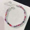 Pulsera de Espinela Natural Envío Completo Rosa Morado Plata S925 Incrustación Seiko Pulsera Estilo Corte
