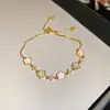 Pulsera de Mariposa Redonda con Circonitas Incrustadas de Diamantes de Super Hada, Pulsera Elegante de Moda y Versátil, Pulsera de Lujo Ligero y de Alta Gama para Mujeres