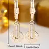 Brincos Redondos Geométricos de Diamante Completo de Luxo Leve para Mulheres, Estilo Exquisito para o Dia a Dia Que Realça a Elegância, Brincos Longos com Cravação de Diamantes