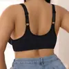 Aliexpress Ropa Interior Transfronteriza Europea y Americana de Encaje Negro con Botones Delanteros Talla Grande Borde Ondulado Sexy Push-Up Cómodo Sujetador de Moda