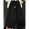 Calças casuais masculinas estilo americano, corte cleanfit, caimento solto, calças pretas modernas de perna reta, afuniladas, perna larga para homens