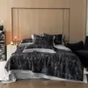 Colcha de Verão Tencel de Luxo Leve com 60 Fios, Estampagem Digital e Design Vazado, Conjunto de Quatro Peças, Colcha de Fibra de Liocel Presente
