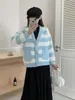 Nova Jaqueta Suéter Listrada em Preto e Branco Estilo Hong Kong para Mulheres, Roupa Exterior Feminina para Outono e Inverno, Cardigan Curto de Tricô com Decote V para Mulheres