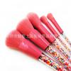 Set de Maquillaje de Caramelo Rosa de 5 Piezas Brocha Macaron Pequeña Fresca Grano Mango de Cristal Herramientas de Belleza Portátiles Punto