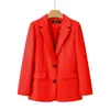 Chaqueta de traje con estampado de rosas rosas para mujer, primavera, otoño, versátil, para ir al trabajo, casual, top, chaqueta de traje adelgazante