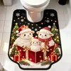 Tapete de Chão de Cordeiro de Natal Desenho Animado Tapete Absorvente de Água para Banheiro de Lama Diatomácea Tapete de Pé em Forma de U para Vaso Sanitário Resistente ao Desgaste Tapete Decorativo
