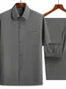 Conjunto de Camisa de Manga Corta Fina de Seda Helada de Verano para Personas de Mediana Edad y Mayores, Conjunto de Camisa de Manga Corta Holgada tipo Papá