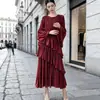 Moda Femenina Europea y Americana Vestido Issey Miyake, Estilo de Lujo Ligero de Gama Alta, Vestido de Capas Irregular Patchwork, Vestido Largo de Manga Acampanada, Exportación para Mujer