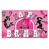 Conjunto de Decoração de Festa de Aniversário de Basquete Transfronteiriça Banner de Feliz Aniversário de Basquete Feminino NBA Banner de Fundo de Aniversário Esportivo
