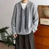 Suéter de punto grueso con diseño de retazos a cuadros estilo universitario japonés para hombres y mujeres, otoño e invierno, con caída relajada y mangas largas