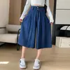 Foto Real de Jeans para Mujer de Figuras Petite, Pantalones Nueva Temporada Primavera 2025, Pantalones Falda de Pierna Ancha 7/9 de Largo de Tencel, Algodón