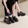 Mocasines Gruesos para Mujer que Aumentan la Altura, Nuevos 2026 Primavera y Otoño, Cuero Genuino Versátiles, Zapatos de Tacón Alto