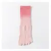 Calcetines de yoga de cinco dedos del fabricante original, calcetines creativos profesionales antideslizantes de color degradado de cinco dedos, calcetines de Pilates de media pantorrilla con dedos separados