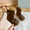 Botines con Lazo para Niña 2026 Otoño Nuevos Zapatos Individuales Zapatos de Princesa de Gamuza para Niños Botas de Suela Suave para Bebé Estilo Coreano