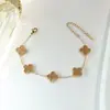 Pulsera de trébol de cuatro hojas más vendida en Amazon pulsera de doble cara titanio de acero titanio 18K oro real color 18k joyería versátil venta al por mayor