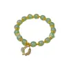 Estilo Celebridade da Internet Igual Duas Gerações Huan Imitação Natural Hetian Jade Pulseira Corda Elástica Teto de Lótus Pulseira Luxo Leve Pulseira de Alta Qualidade Presente